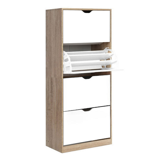 Artiss Shoe Rack Cabinet 60 Pairs 4-tier White Elen - Cosy Abode