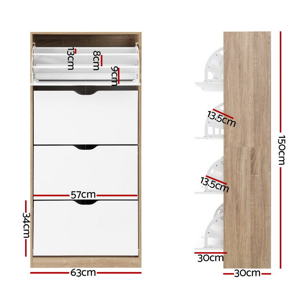 Artiss Shoe Rack Cabinet 60 Pairs 4-tier White Elen - Cosy Abode