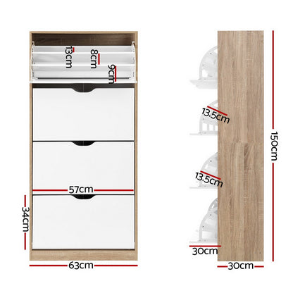 Artiss Shoe Rack Cabinet 60 Pairs 4-tier White Elen - Cosy Abode