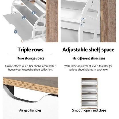 Artiss Shoe Rack Cabinet 60 Pairs 4-tier White Elen - Cosy Abode