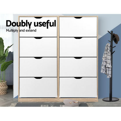 Artiss Shoe Rack Cabinet 60 Pairs 4-tier White Elen - Cosy Abode
