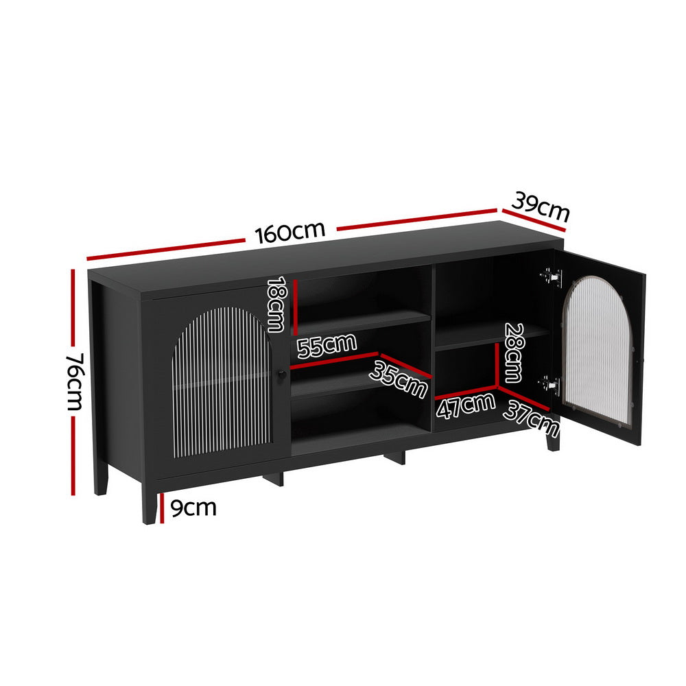 Artiss Buffet Sideboard Shelves Double Doors - Black - Cosy Abode