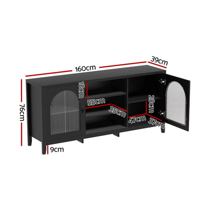 Artiss Buffet Sideboard Shelves Double Doors - Black - Cosy Abode