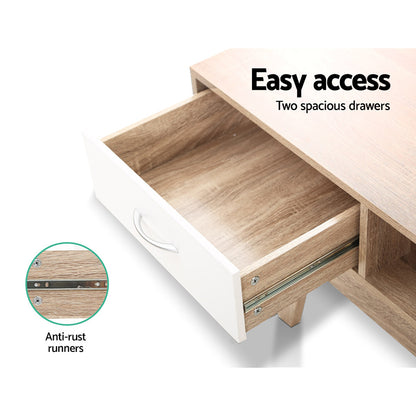 Artiss TV Cabinet Entertainment Unit 180cm Oak White Gary - Cosy Abode