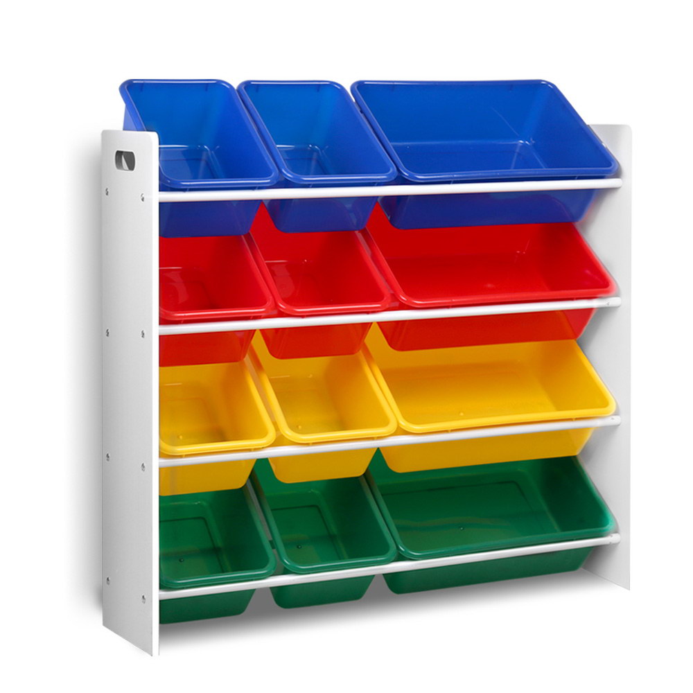 Keezi Kids Toy Box 12 Bins Bookshelf Organiser Children Storage Rack - Cosy Abode