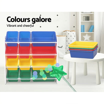 Keezi Kids Toy Box 12 Bins Bookshelf Organiser Children Storage Rack - Cosy Abode