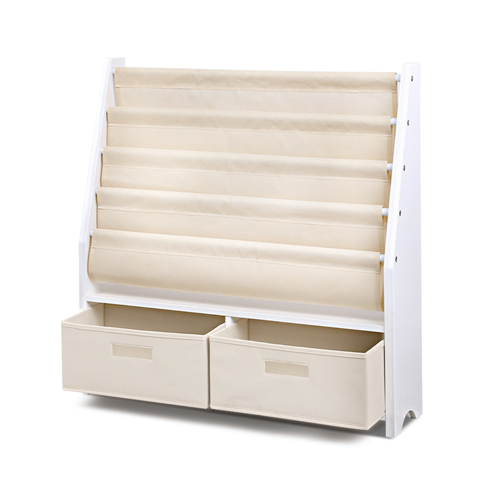 Keezi 4 Tiers Kids Bookshelf Magazine Rack Children Bookcase Organiser Drawer - Cosy Abode