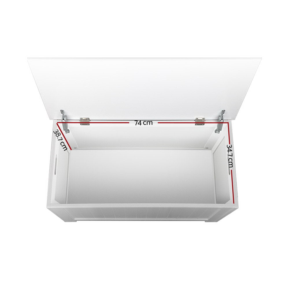 Keezi Kids Toy Box Chest Storage Blanket Children Clothes Room Organiser White - Cosy Abode