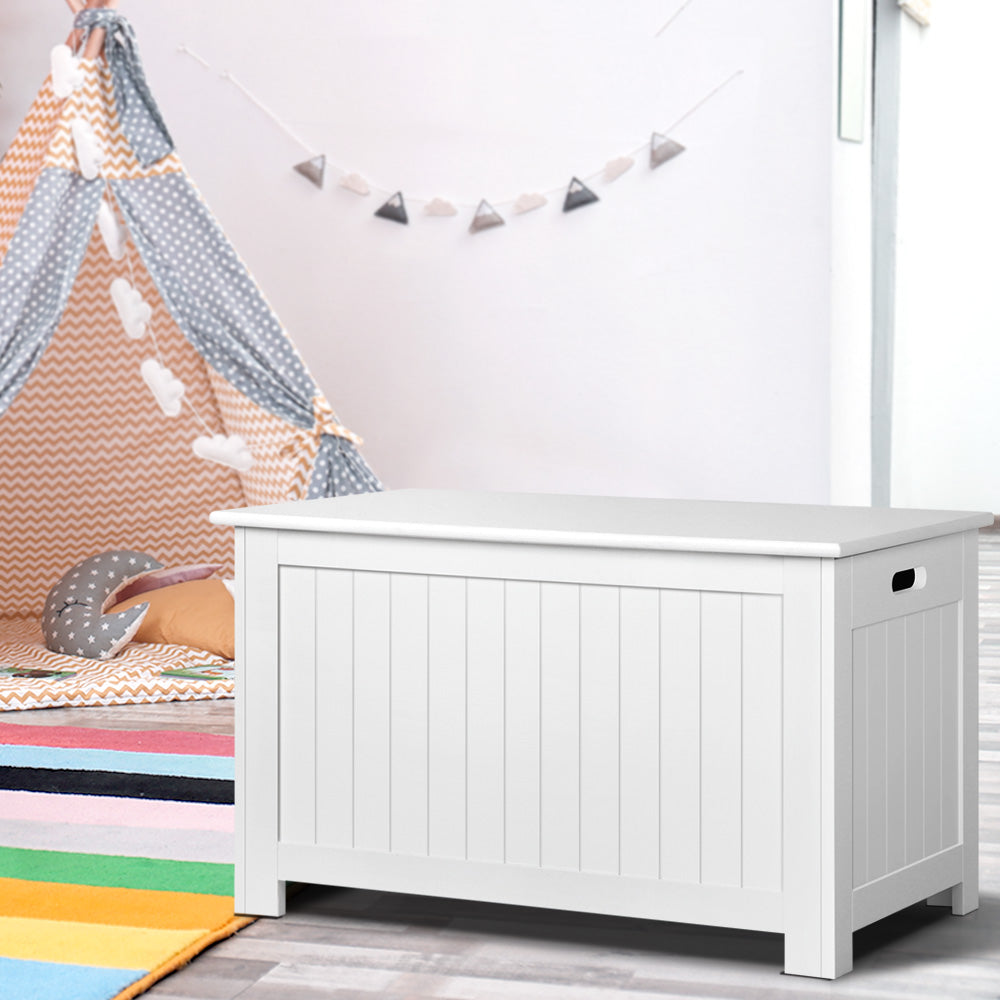 Keezi Kids Toy Box Chest Storage Blanket Children Clothes Room Organiser White - Cosy Abode