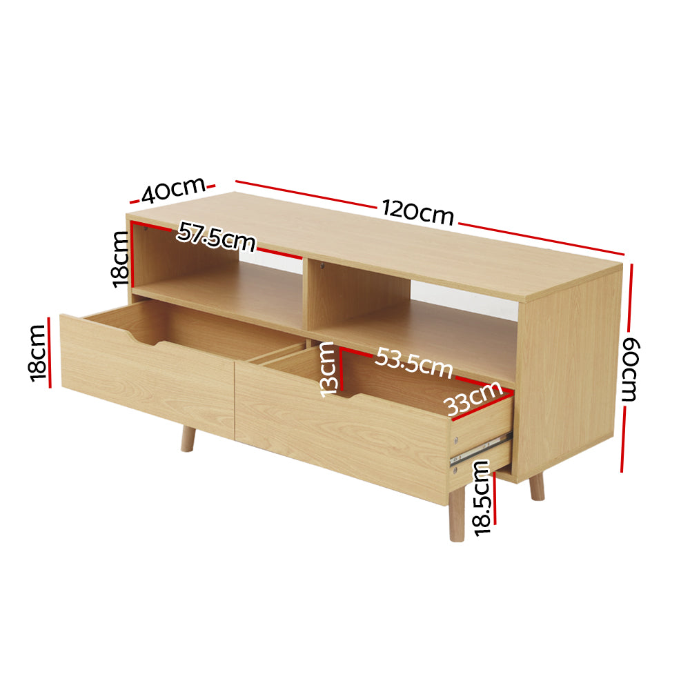 Artiss TV Cabinet Entertainment Unit 120cm Pine Ford - Cosy Abode