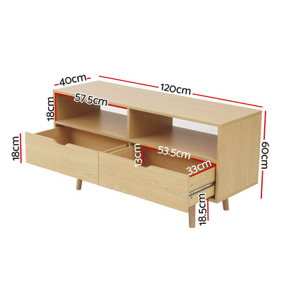 Artiss TV Cabinet Entertainment Unit 120cm Pine Ford - Cosy Abode
