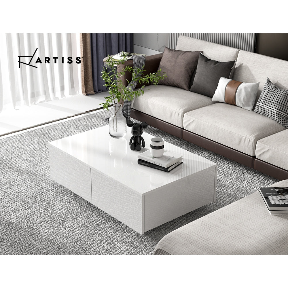 Artiss Coffee Table 4 Drawers White Trevi - Cosy Abode