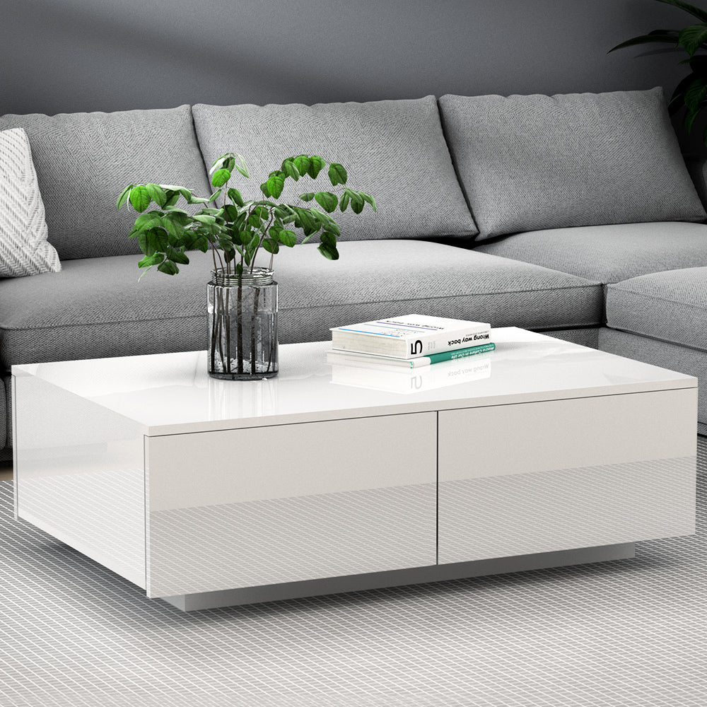 Artiss Coffee Table 4 Drawers White Trevi - Cosy Abode