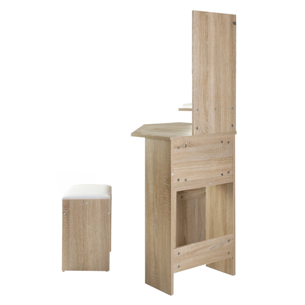 Artiss Dressing Table Stool Set Corner 5 Drawers Oak - Cosy Abode