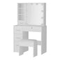 Artiss Dressing Table Set Stool 10 Led Bulbs White Dylan - Cosy Abode