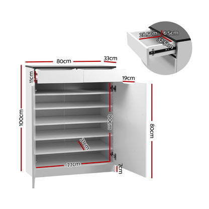 Artiss Shoe Rack Cabinet 30 Pairs White Eve - Cosy Abode
