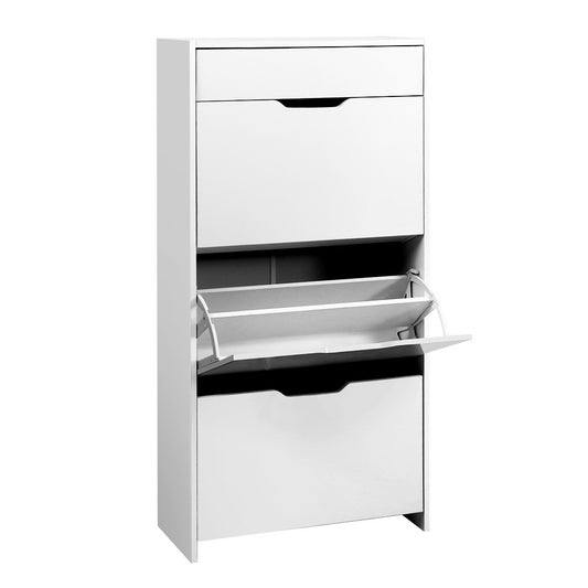 Artiss Shoe Rack Cabinet 24 Pairs White Luna - Cosy Abode
