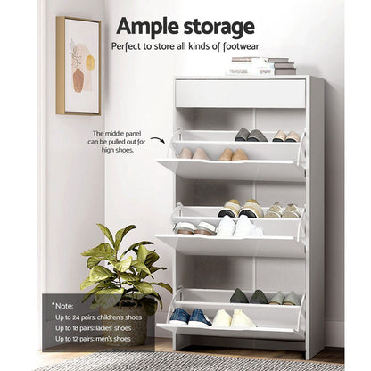 Artiss Shoe Rack Cabinet 24 Pairs White Luna - Cosy Abode