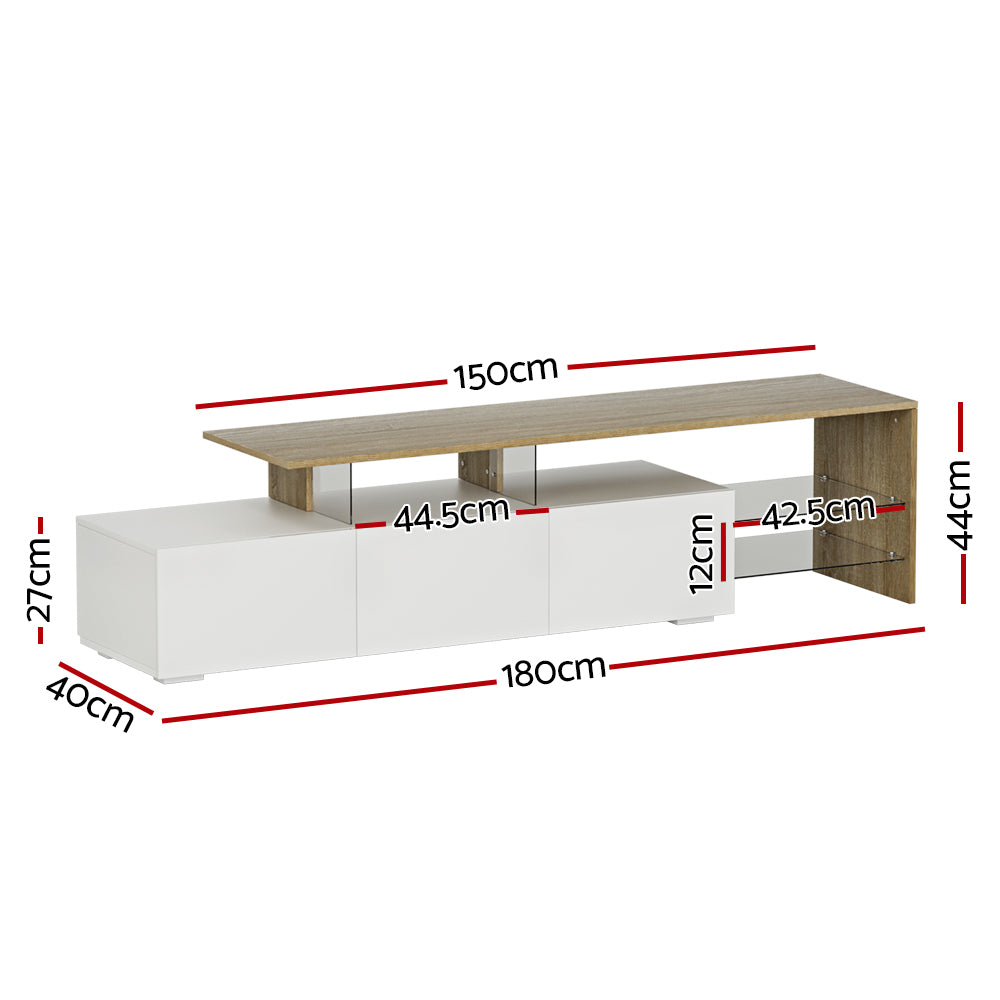 Artiss TV Cabinet Entertainment Unit 180cm Wood White James - Cosy Abode