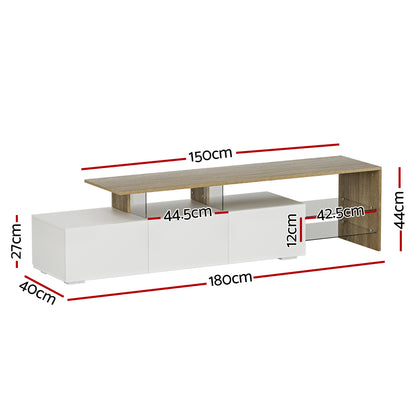 Artiss TV Cabinet Entertainment Unit 180cm Wood White James - Cosy Abode