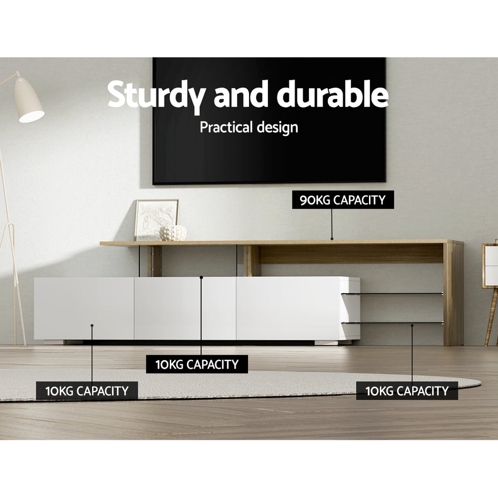 Artiss TV Cabinet Entertainment Unit 180cm Wood White James - Cosy Abode