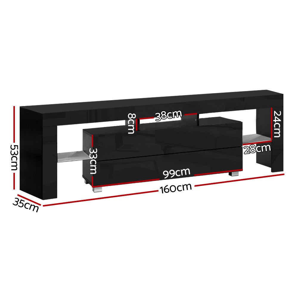 Artiss Entertainment Unit TV Cabinet LED 160cm Black Elo - Cosy Abode