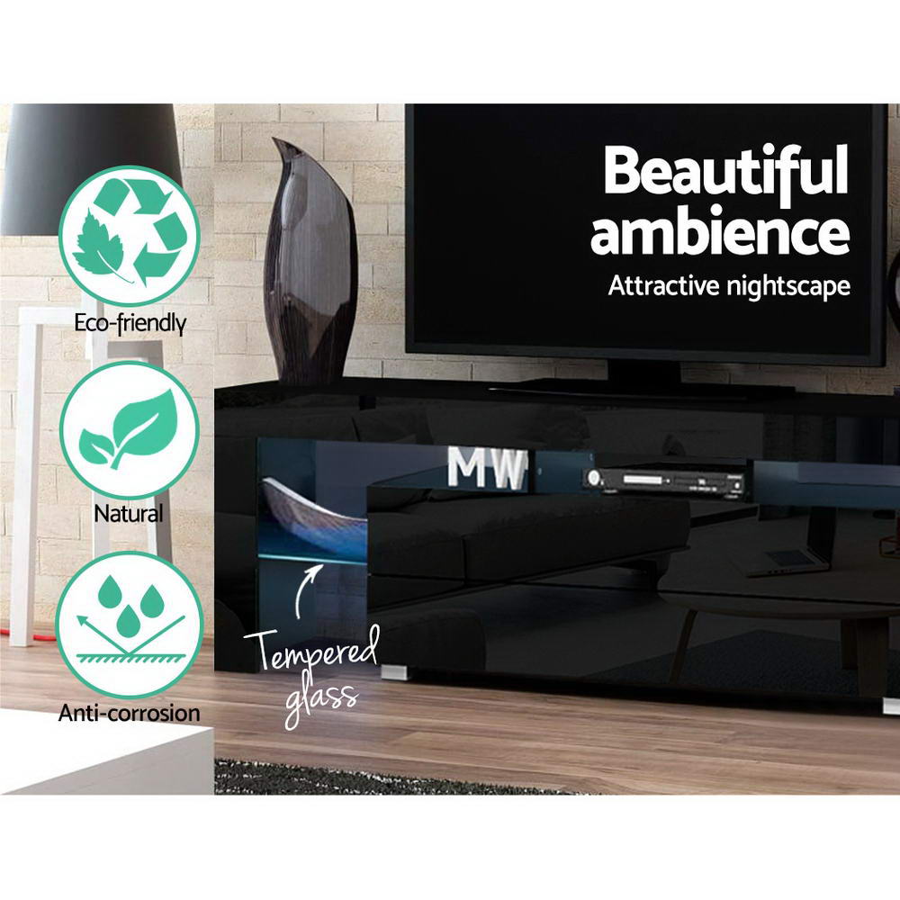 Artiss Entertainment Unit TV Cabinet LED 160cm Black Elo - Cosy Abode