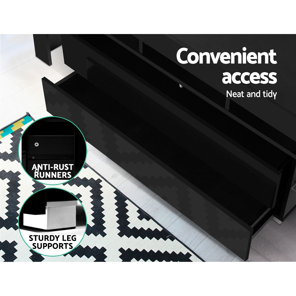 Artiss Entertainment Unit TV Cabinet LED 160cm Black Elo - Cosy Abode
