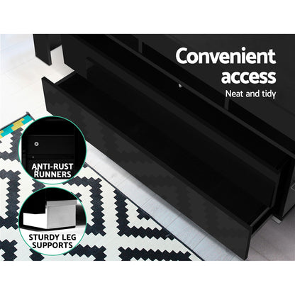 Artiss Entertainment Unit TV Cabinet LED 160cm Black Elo - Cosy Abode
