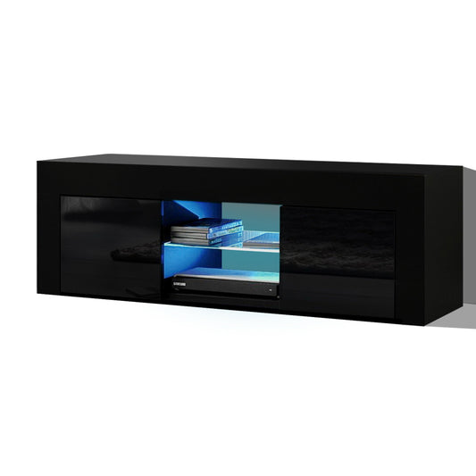 Artiss Entertainment Unit TV Cabinet LED 130cm Black Angus - Cosy Abode