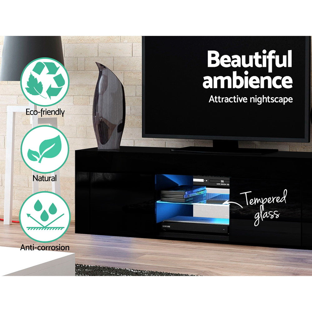 Artiss Entertainment Unit TV Cabinet LED 130cm Black Angus - Cosy Abode