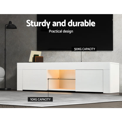 Artiss Entertainment Unit TV Cabinet LED 130cm White Angus - Cosy Abode
