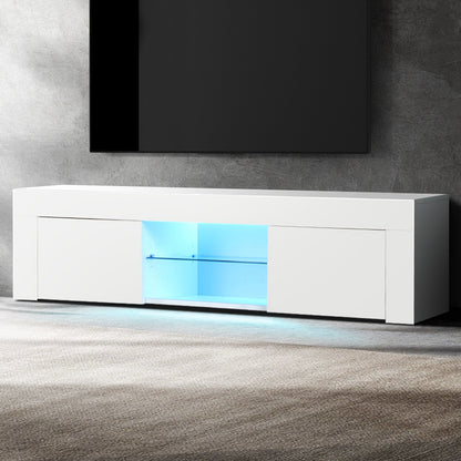 Artiss Entertainment Unit TV Cabinet LED 130cm White Angus - Cosy Abode