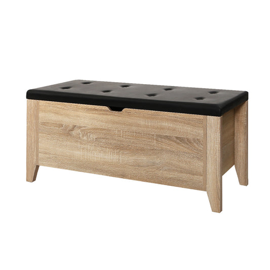 Artiss Storage Ottoman Blanket Box Leather Oak - Cosy Abode