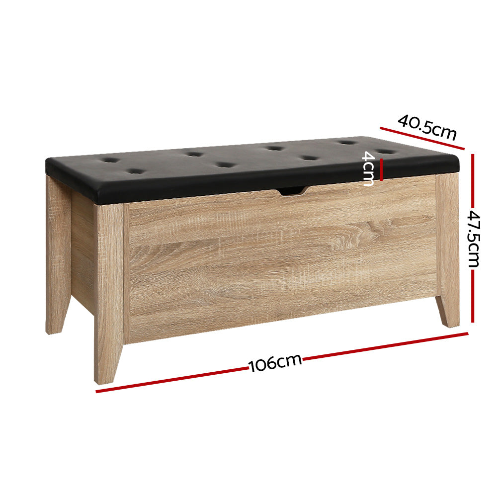 Artiss Storage Ottoman Blanket Box Leather Oak - Cosy Abode