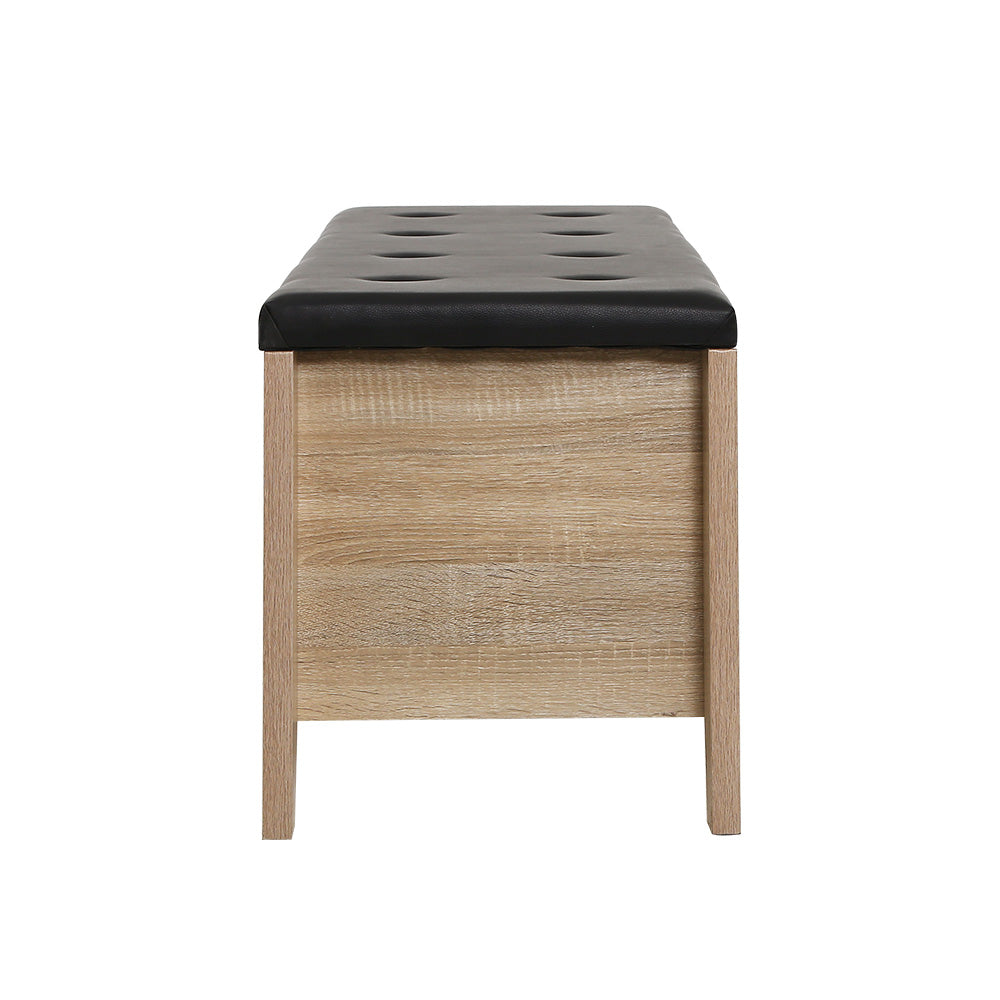 Artiss Storage Ottoman Blanket Box Leather Oak - Cosy Abode