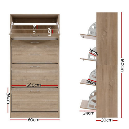 Artiss Shoe Cabinet Shoes Storage Rack Organiser 60 Pairs Wood Shelf Drawer - Cosy Abode