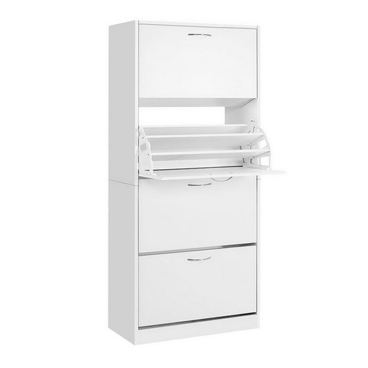 Artiss Shoe Rack Shoes Storage Cabinet 60 Pairs 4 Doors - White - Cosy Abode