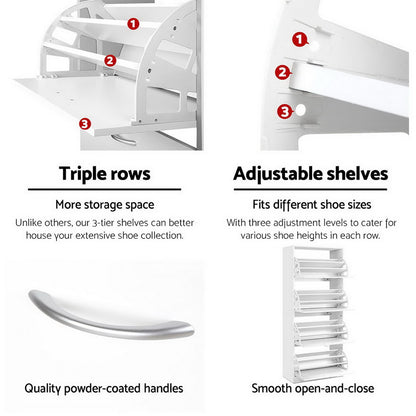 Artiss Shoe Rack Shoes Storage Cabinet 60 Pairs 4 Doors - White - Cosy Abode