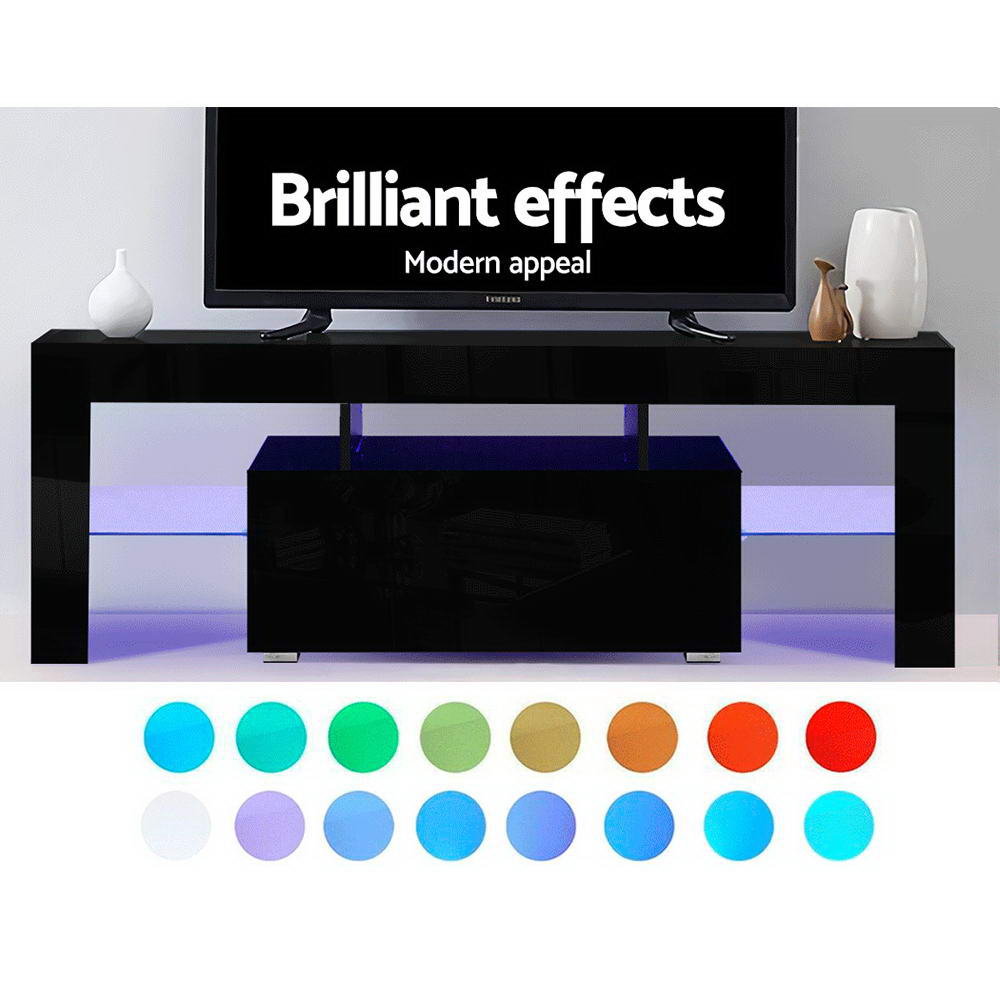 Artiss Entertainment Unit TV Cabinet LED 130cm Black Elo - Cosy Abode