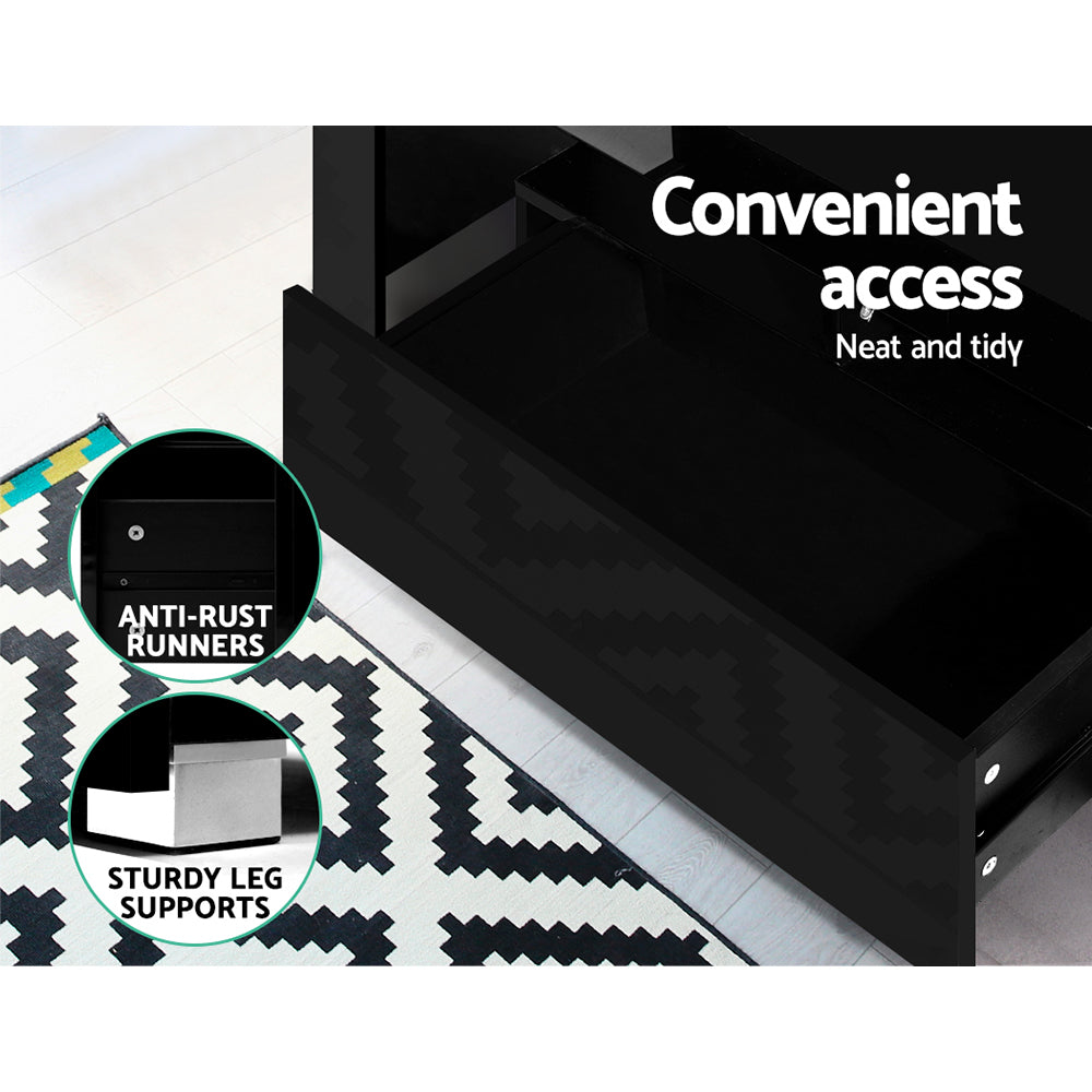 Artiss Entertainment Unit TV Cabinet LED 130cm Black Elo - Cosy Abode