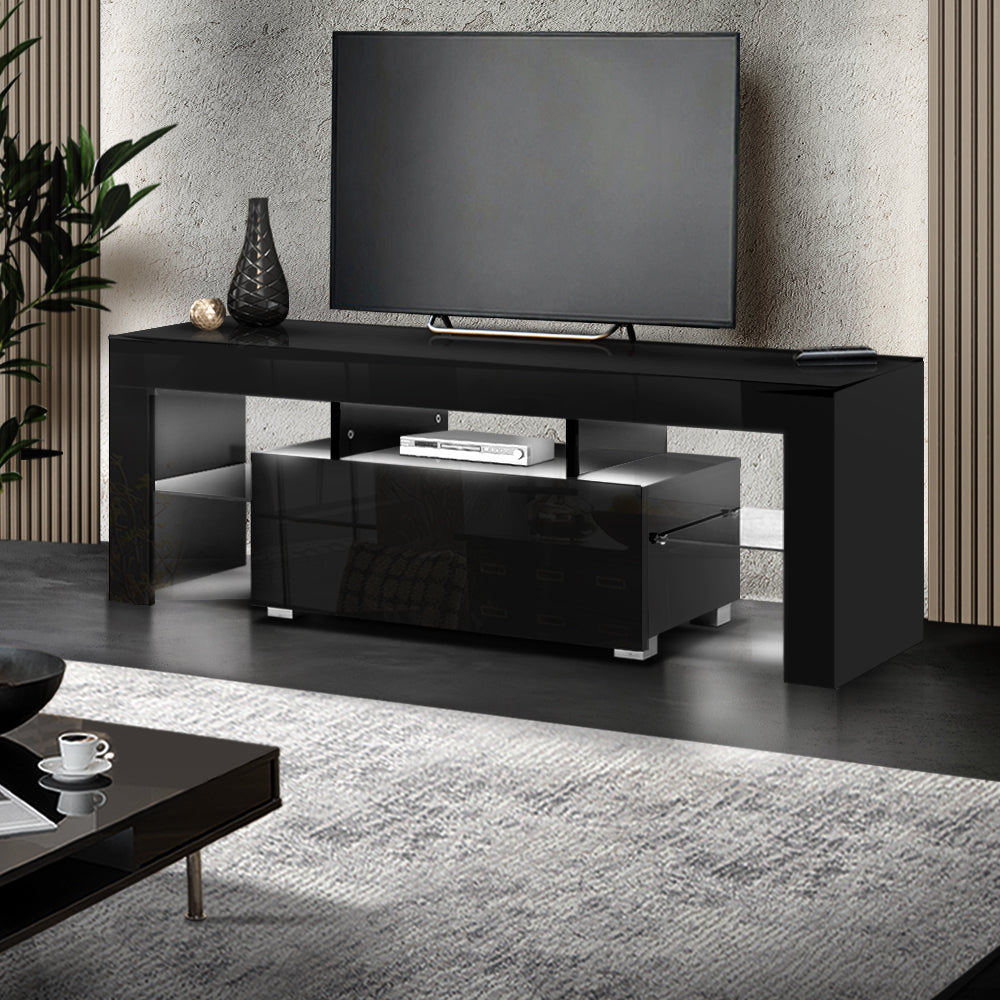 Artiss Entertainment Unit TV Cabinet LED 130cm Black Elo - Cosy Abode