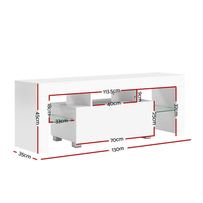 Artiss Entertainment Unit TV Cabinet LED 130cm White Elo - Cosy Abode