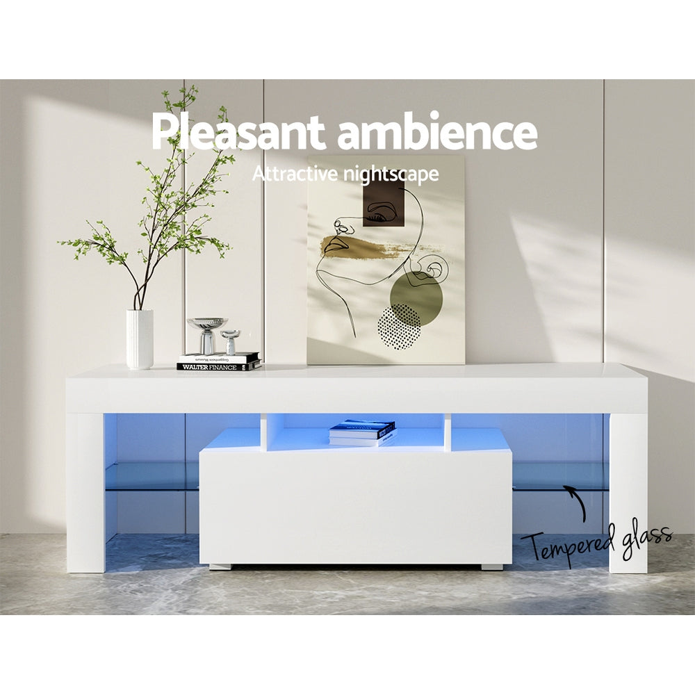 Artiss Entertainment Unit TV Cabinet LED 130cm White Elo - Cosy Abode