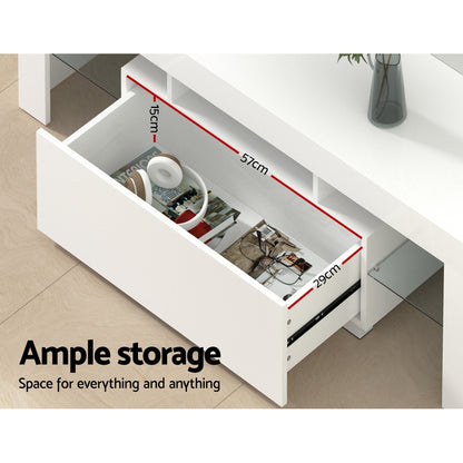 Artiss Entertainment Unit TV Cabinet LED 130cm White Elo - Cosy Abode