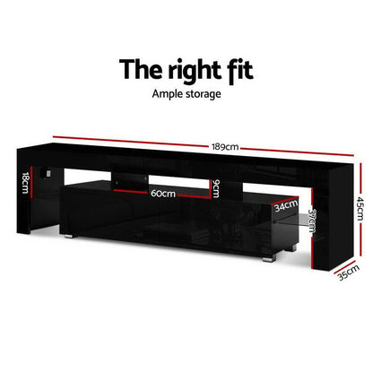 Artiss Entertainment Unit TV Cabinet LED 189cm Black Elo - Cosy Abode