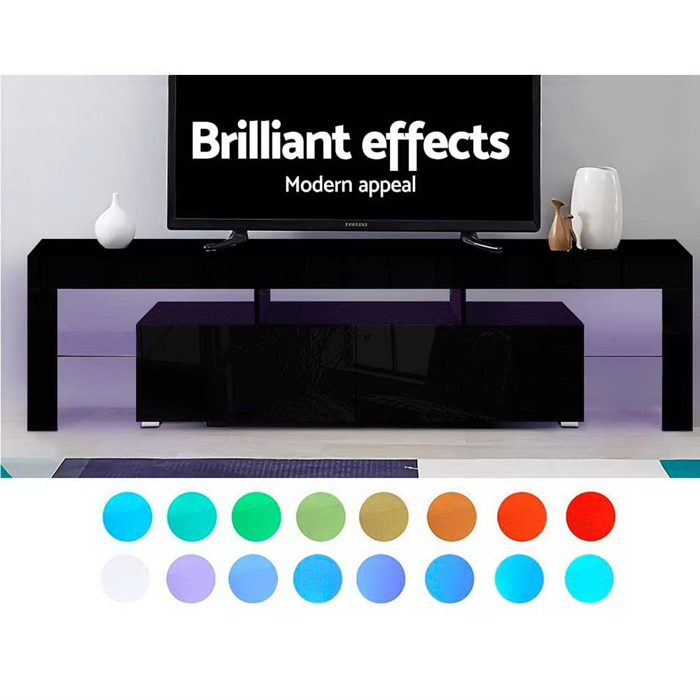 Artiss Entertainment Unit TV Cabinet LED 189cm Black Elo - Cosy Abode