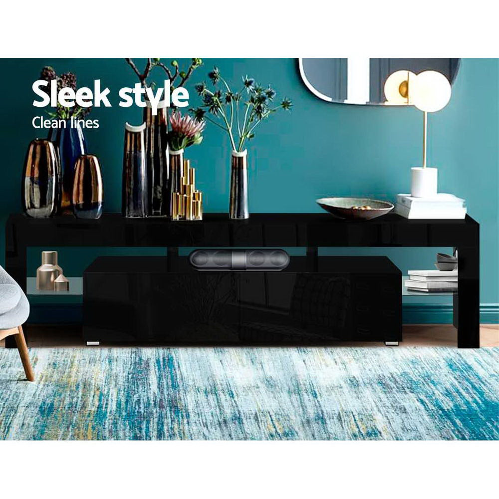 Artiss Entertainment Unit TV Cabinet LED 189cm Black Elo - Cosy Abode