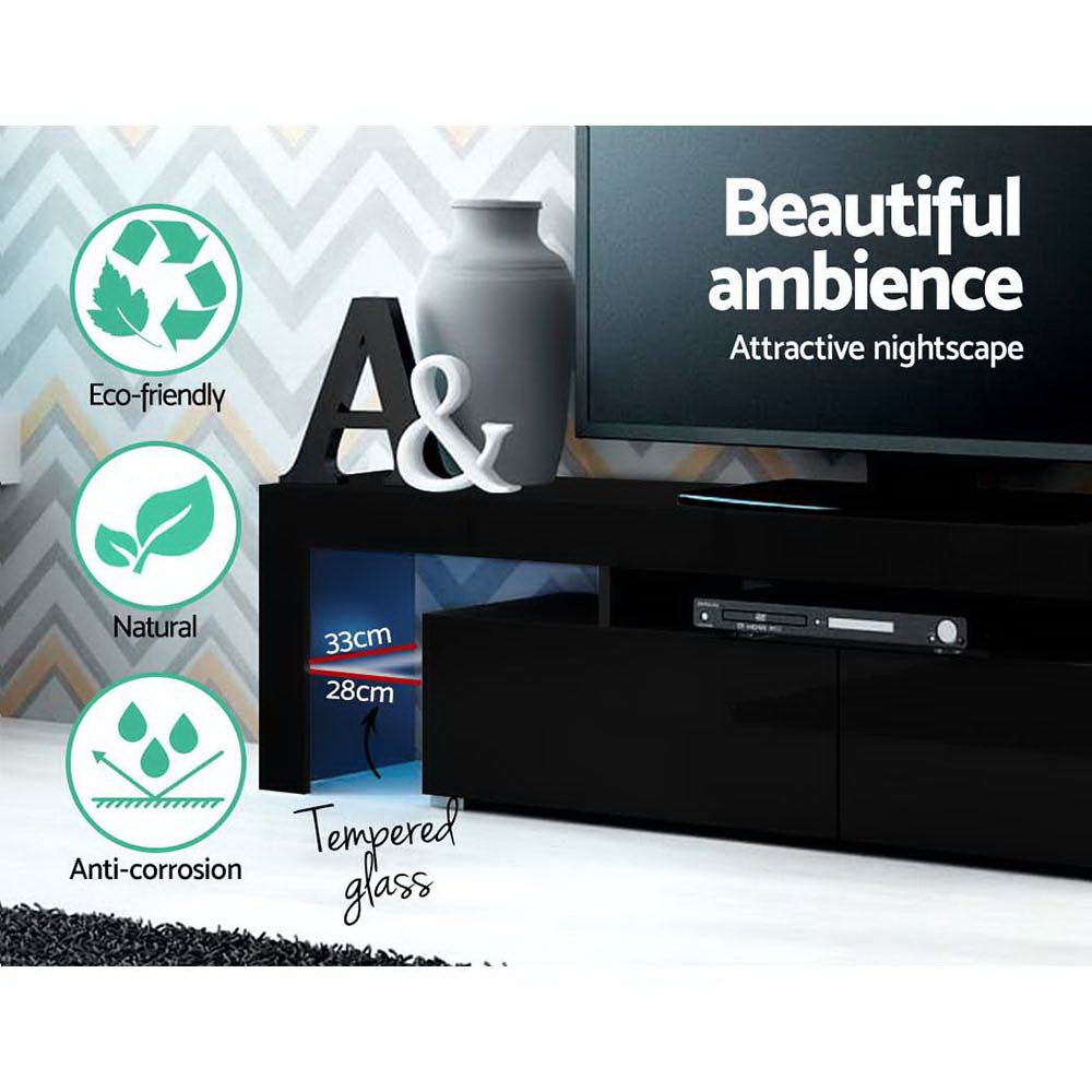 Artiss Entertainment Unit TV Cabinet LED 189cm Black Elo - Cosy Abode