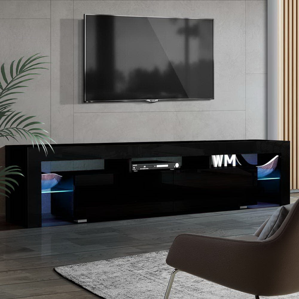 Artiss Entertainment Unit TV Cabinet LED 189cm Black Elo - Cosy Abode
